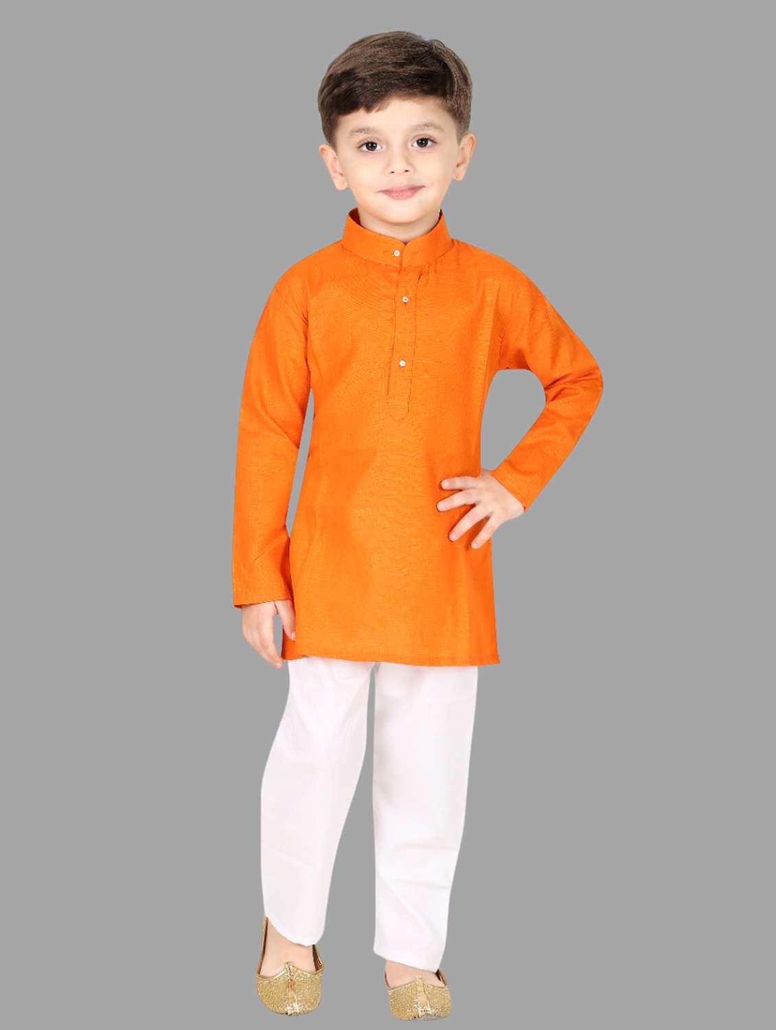 boys solid kurta & pyjama set