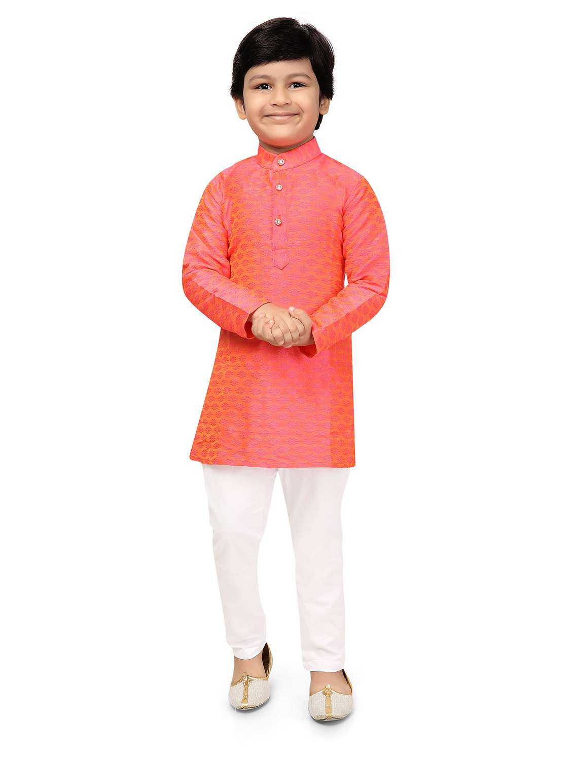 boys solid kurta & pyjama set