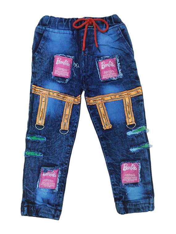 boys mid rise patch work jogger 