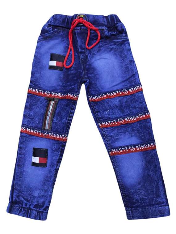 boys mid rise patch work jogger 