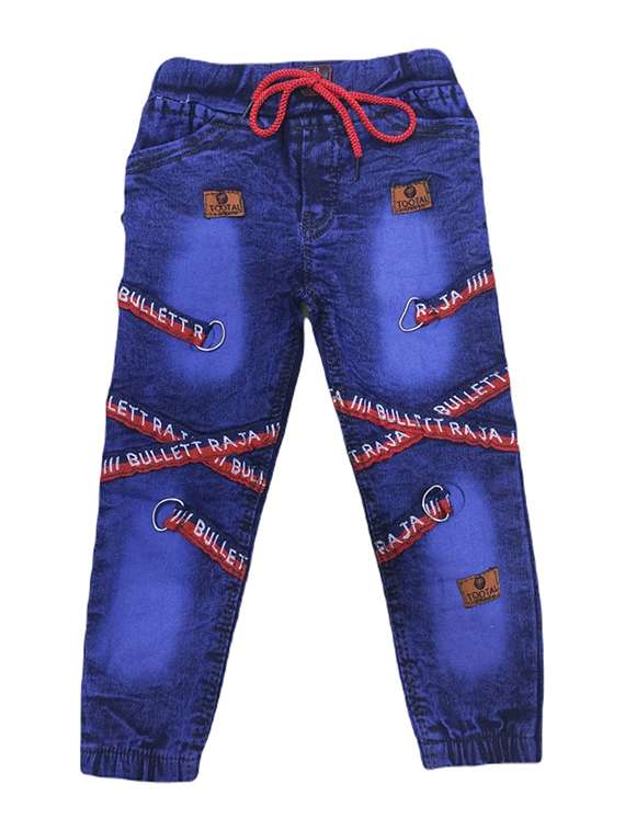 boys mid rise patch work jogger 