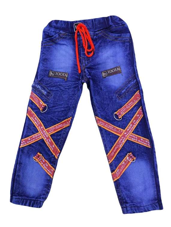 boys mid rise patch work joggers