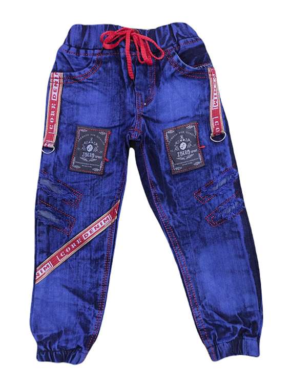 boys mid rise patch work joggers