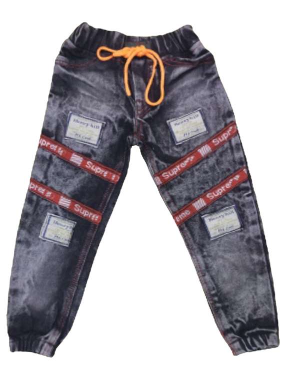 boys mid rise patch work jogger 