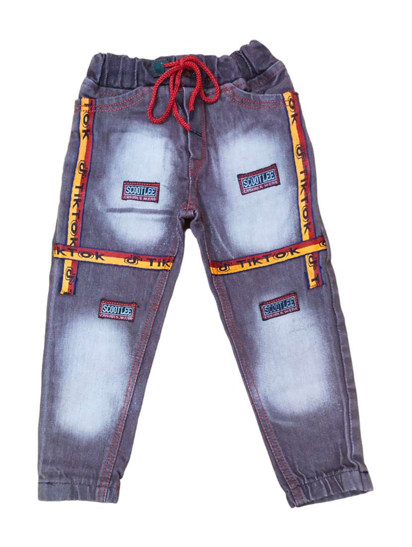 boys mid rise patch work joggers