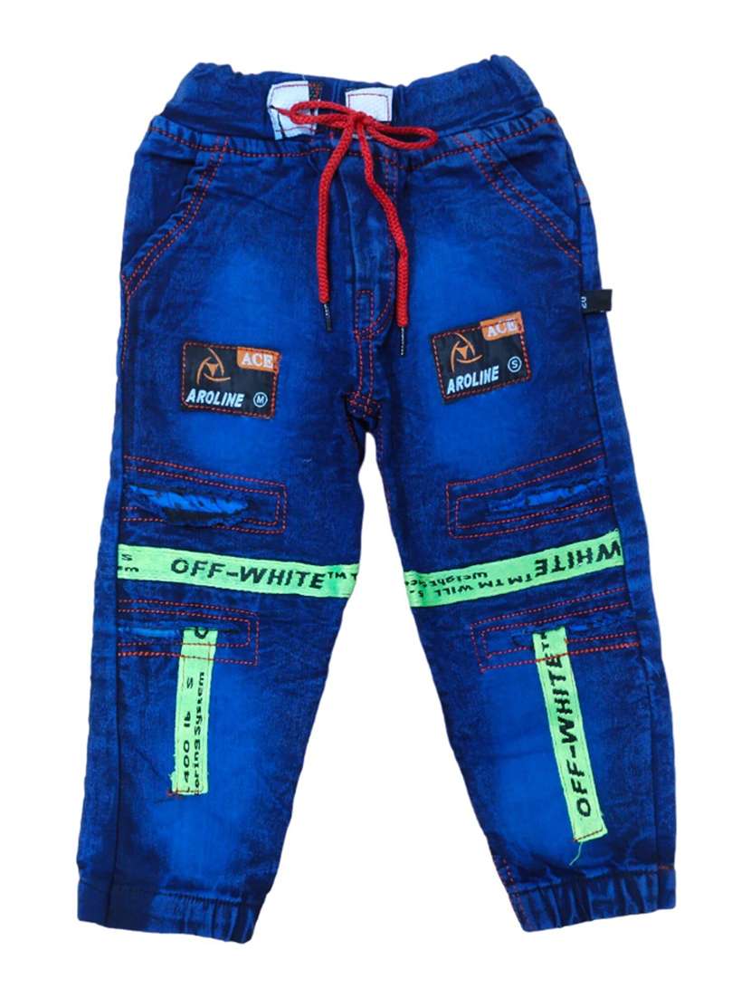 boys mid rise patch work jogger 
