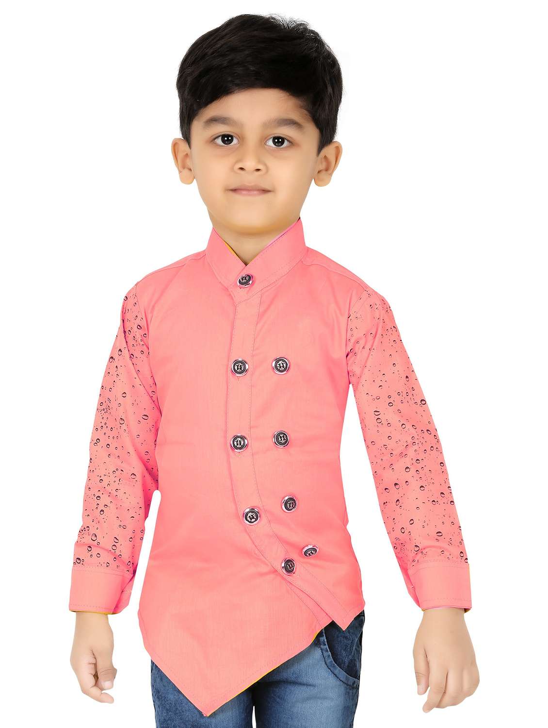 boys placement printed asymmetric kurta 