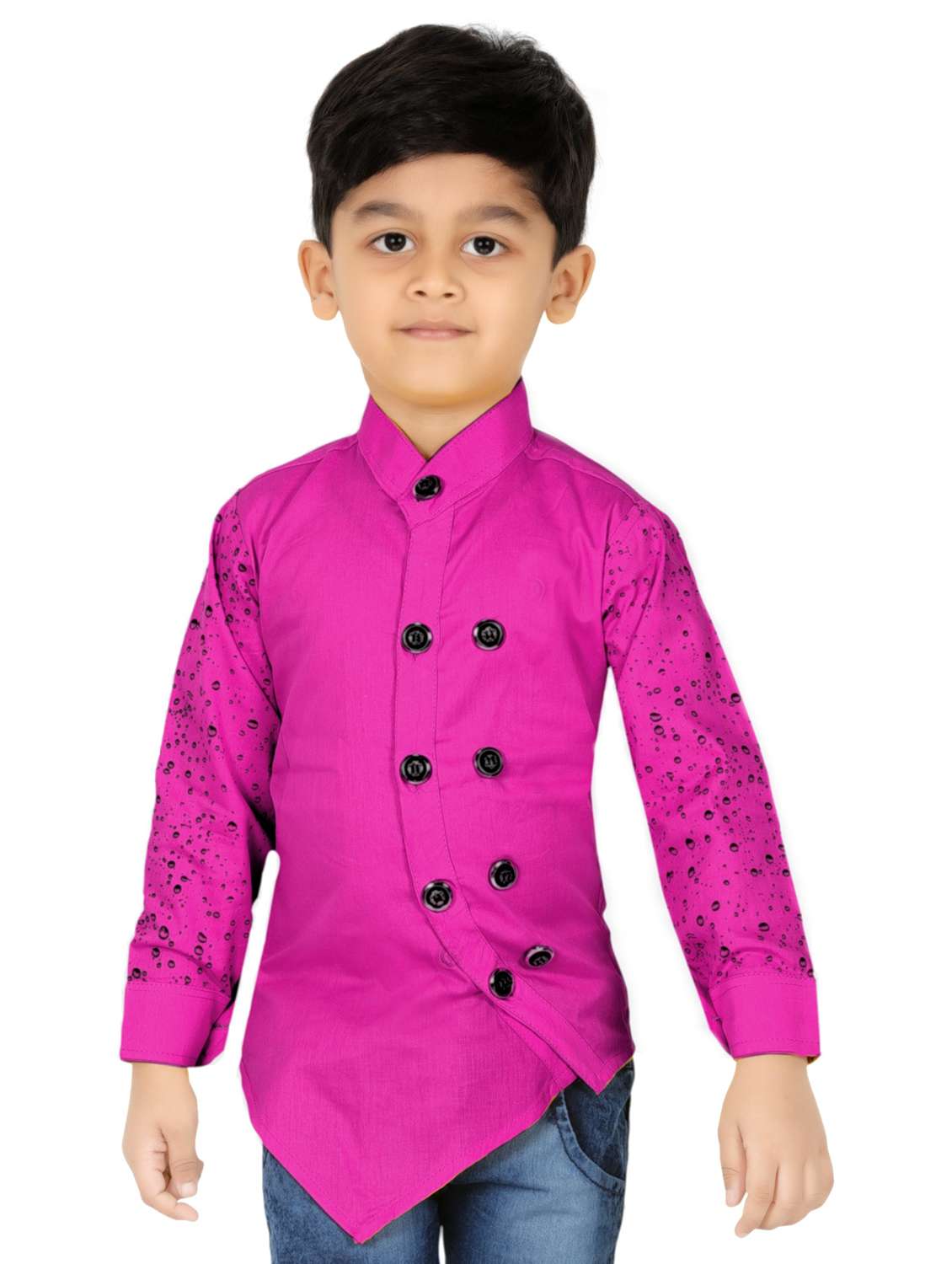 boys placement printed asymmetric kurta 