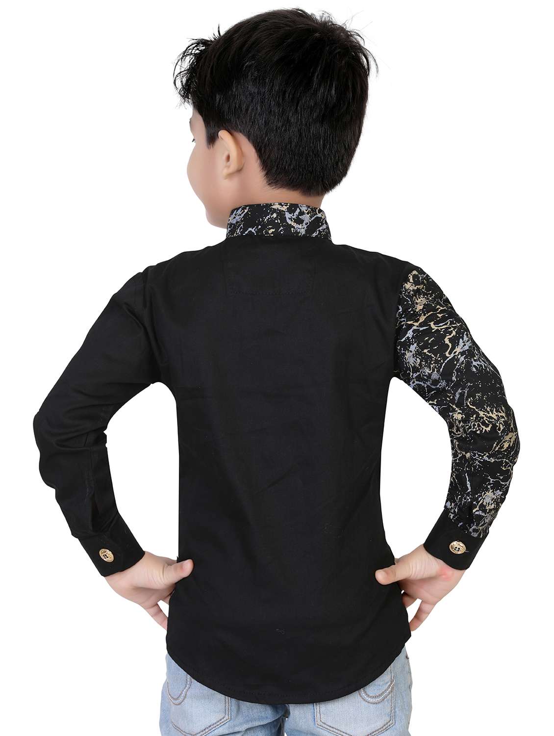 boys abstract printed asymmetric kurta  - 20978312 -  Standard Image - 3