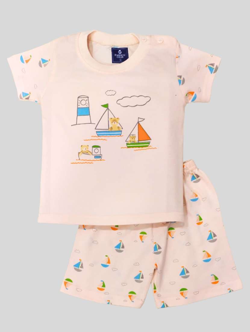 kids printed t-shirt & shorts set