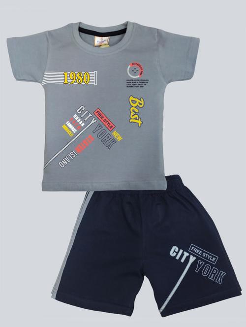 kids typographic printed t-shirt & shorts set - 20979082 - Standard Image - 0