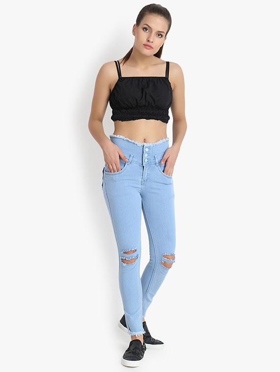 light blue slash knee detailed jeans - 20981388 - Standard Image - 3
