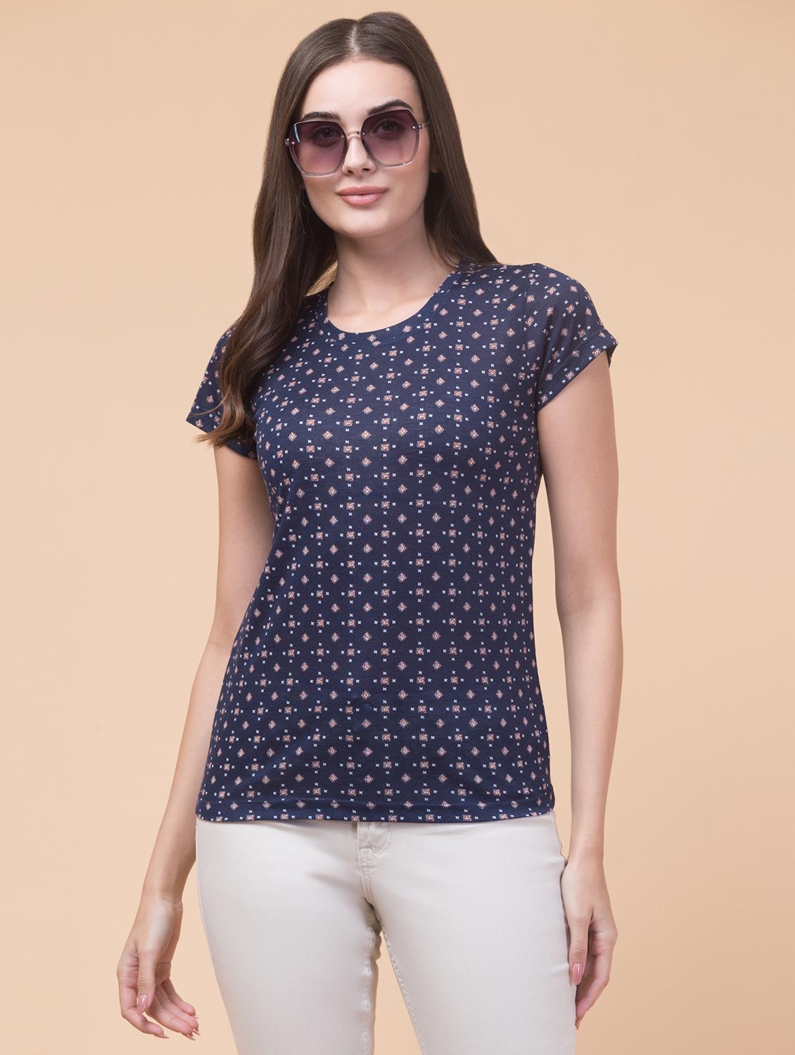 women printed round neck t-shirt - 20982400 - Standard Image - 5