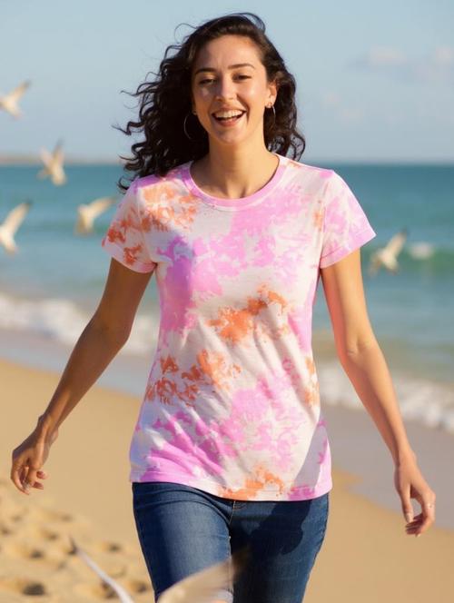 women tie & dye round neck t-shirt - 20982408 - Standard Image - 0