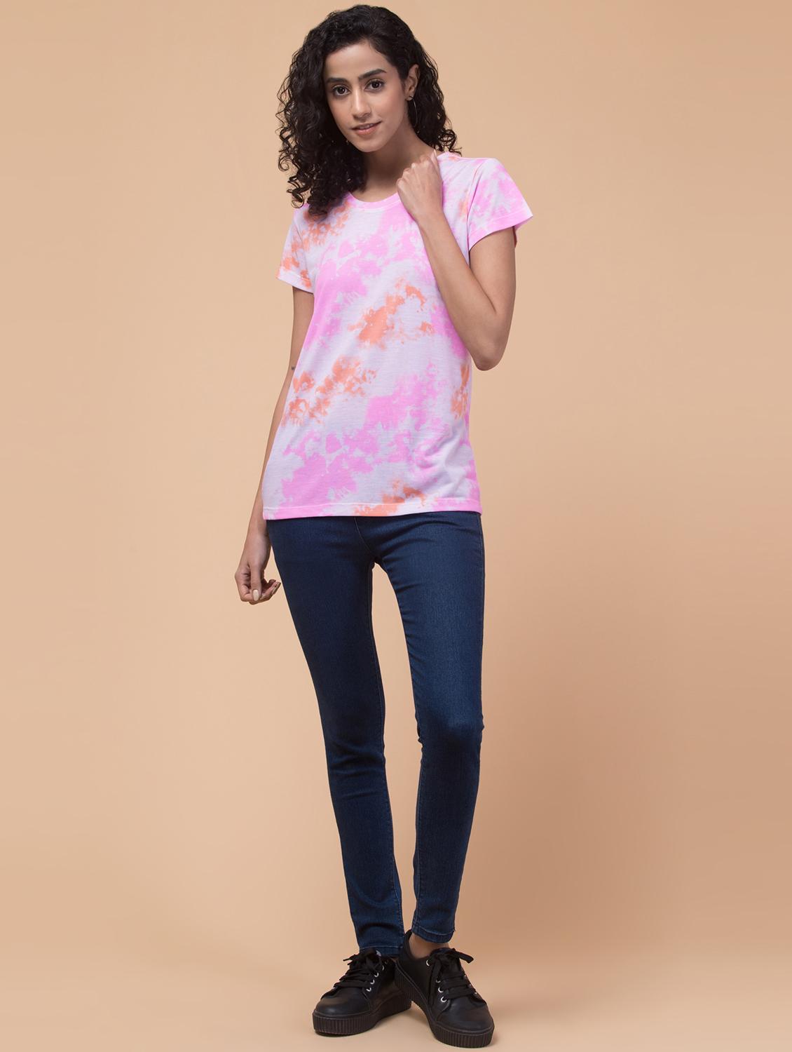 women tie & dye round neck t-shirt - 20982408 - Standard Image - 5