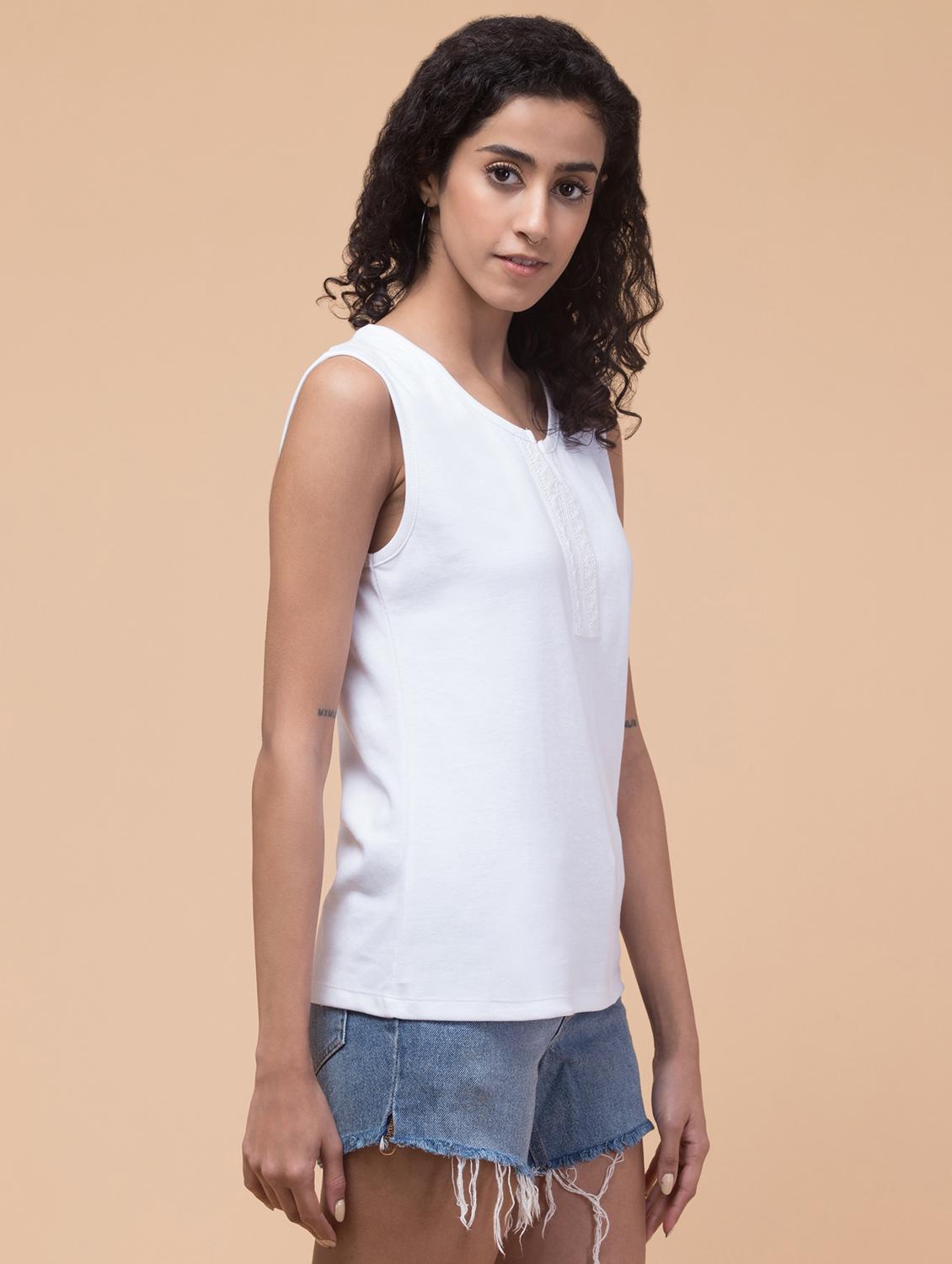 women white solid regular top - 20982415 - Standard Image - 3