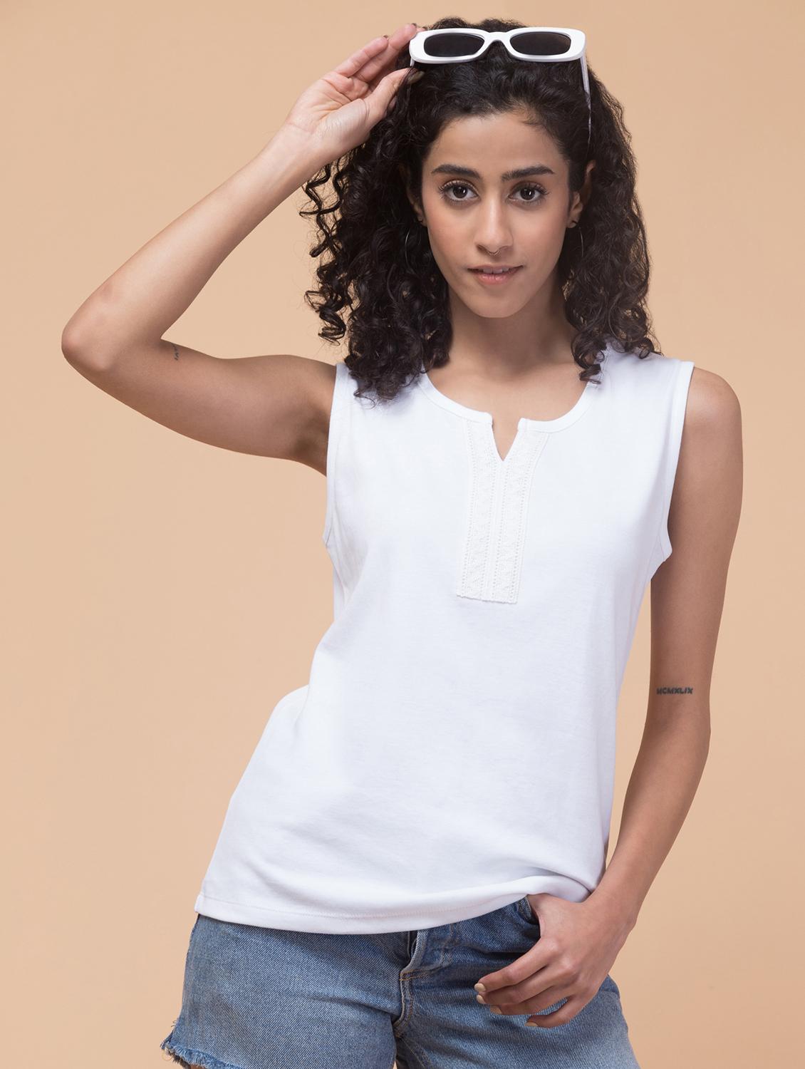 women white solid regular top - 20982415 - Standard Image - 5