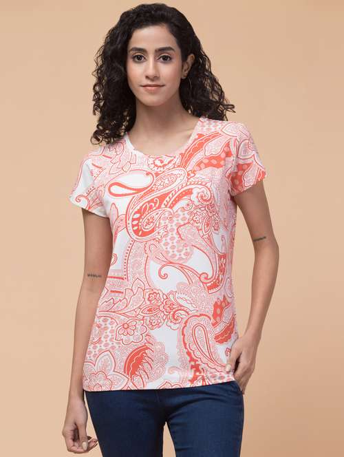 women printed round neck t-shirt - 20982427 - Standard Image - 0