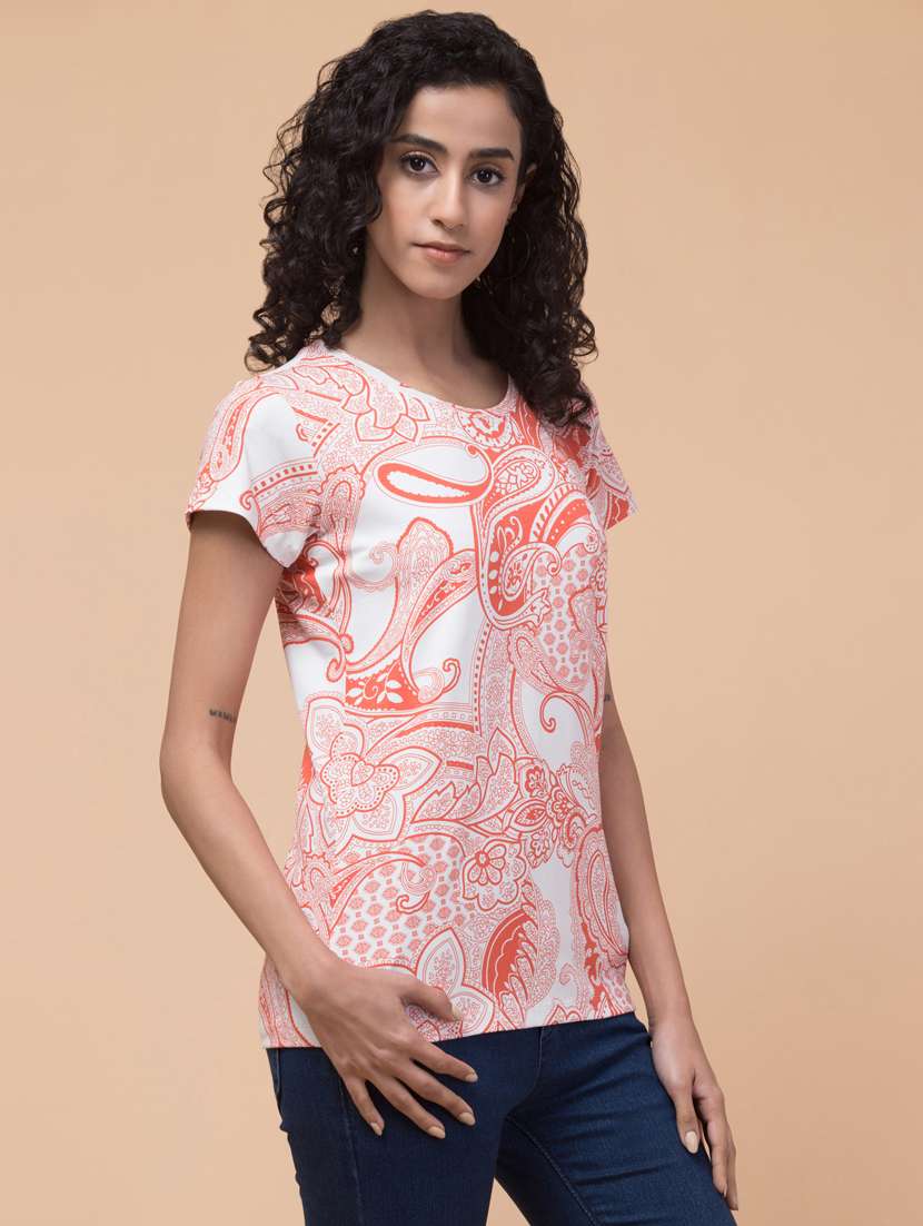 women printed round neck t-shirt - 20982427 - Standard Image - 3