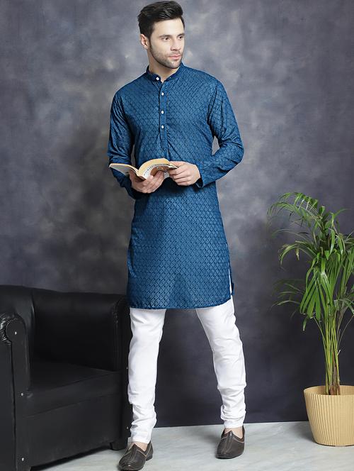 peacock cotton kurta pyjama ethnic wear set - 20982486 -  Standard Image - 0