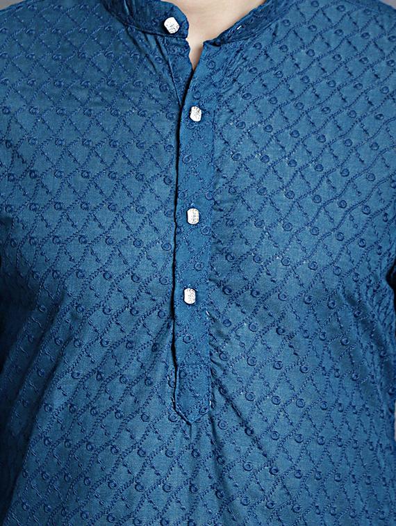 peacock cotton kurta pyjama ethnic wear set - 20982486 - Standard Image - 3