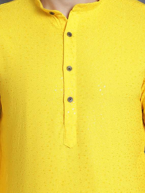 yellow viscose kurta pyjama ethnic wear set - 20982503 - Standard Image - 3