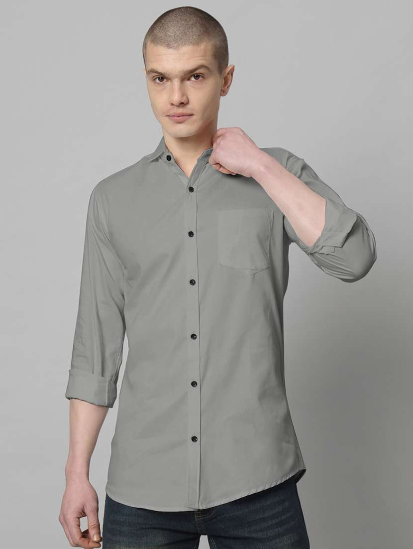 men long sleeved solid casual shirt - 20982689 - Zoom Image - 0