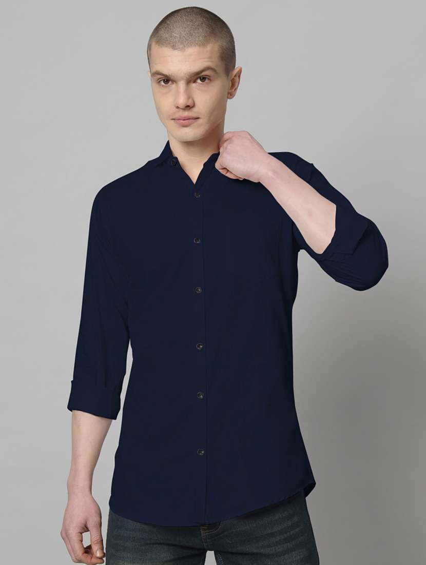 men long sleeved solid casual shirt