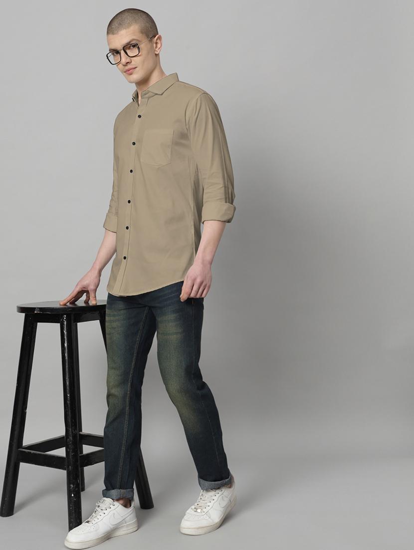 men long sleeved solid casual shirt - 20982691 - Standard Image - 3
