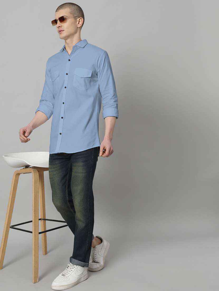 men long sleeved solid casual shirt - 20982692 - Standard Image - 3