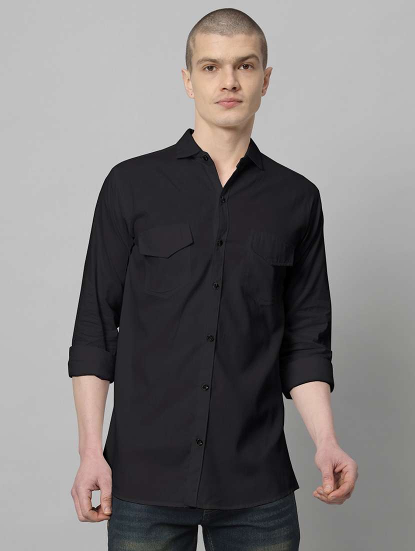 men long sleeved solid casual shirt - 20982693 - Zoom Image - 0