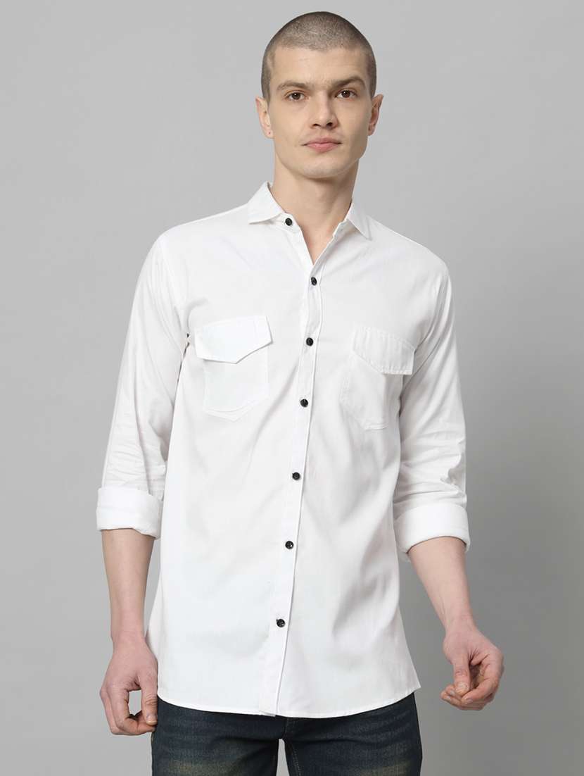 men long sleeved solid casual shirt - 20982694 - Zoom Image - 0