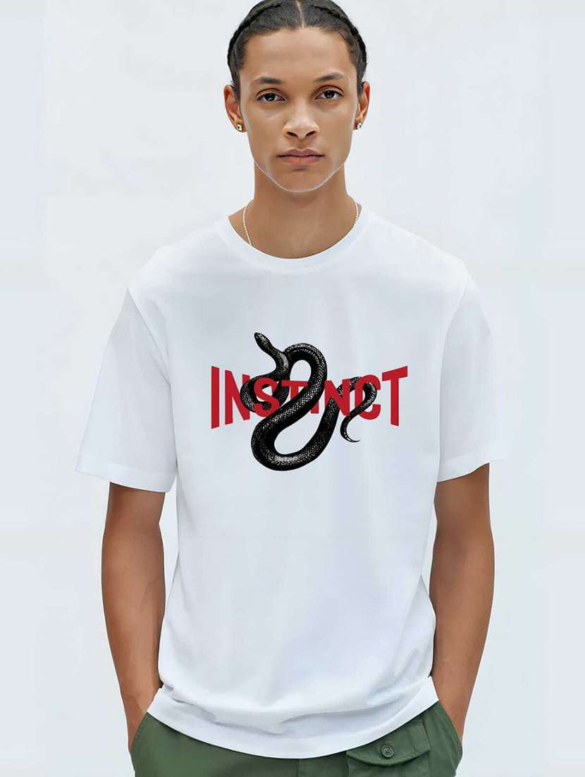 white cotton front print tshirt