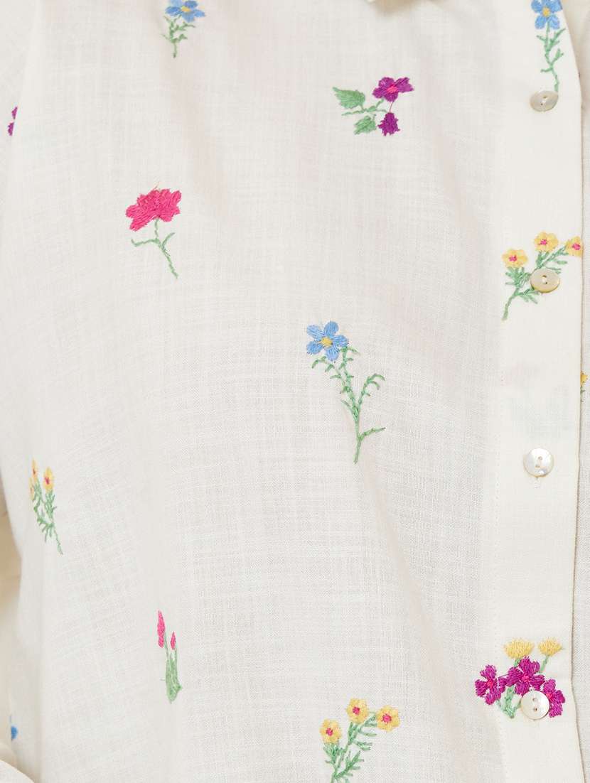 women embroidered collared boxy shirt - 20982874 - Standard Image - 3