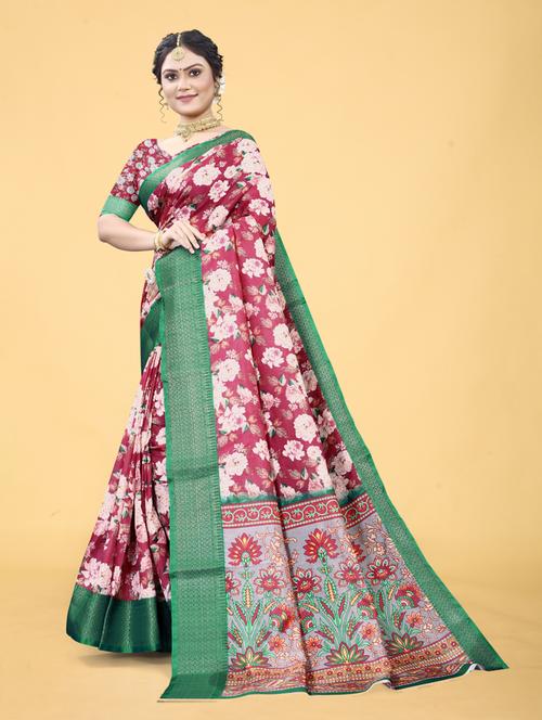 floral printed saree with blouse - 20983068 -  Standard Image - 0