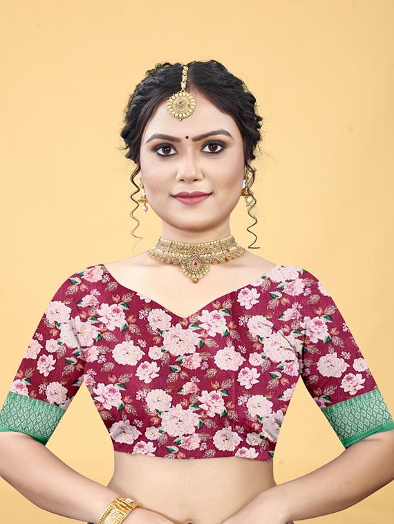 floral printed saree with blouse - 20983068 - Standard Image - 3
