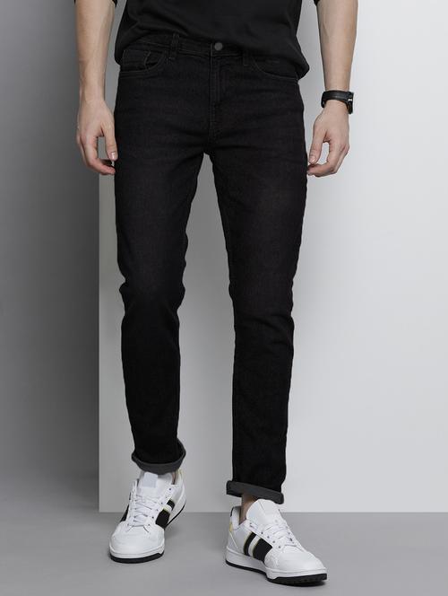 men solid mid rise cotton jeans - 20983214 - Standard Image - 0
