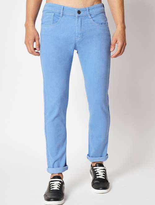 men solid mid rise cotton jeans - 20983219 -  Standard Image - 0