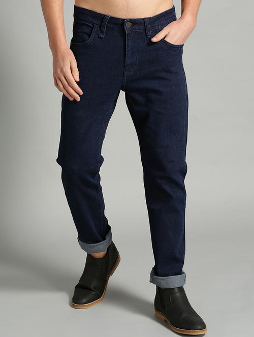 men solid mid rise cotton jeans - 20983220 - Standard Image - 0