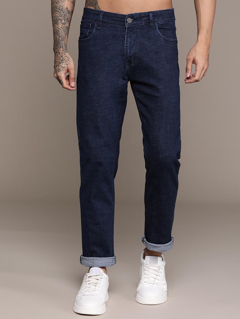 men solid mid rise cotton jeans