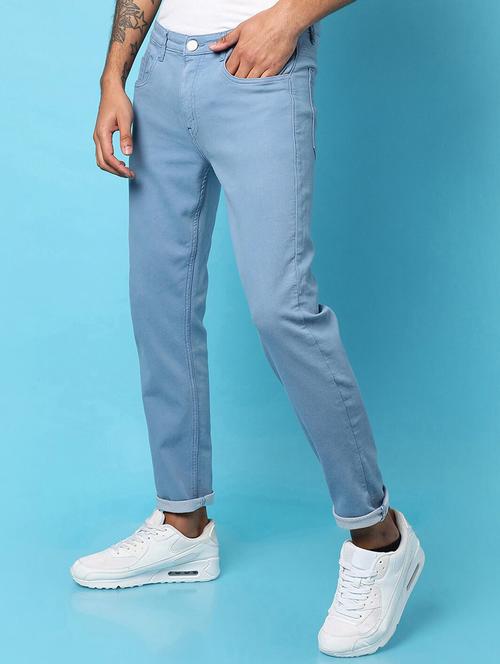 men solid mid rise cotton jeans - 20983231 - Standard Image - 0