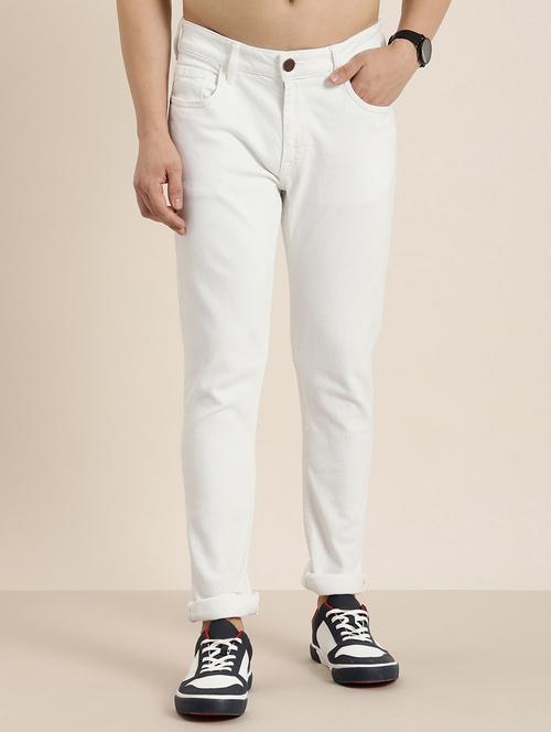 men solid mid rise cotton jeans - 20983233 - Standard Image - 0