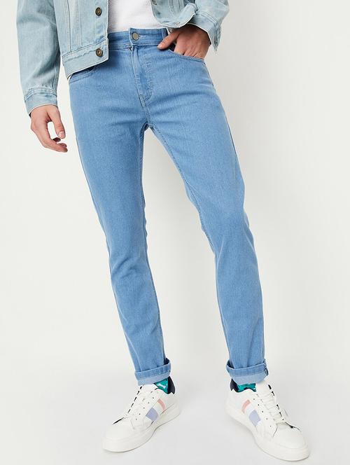 men solid mid rise cotton jeans - 20983247 - Standard Image - 0