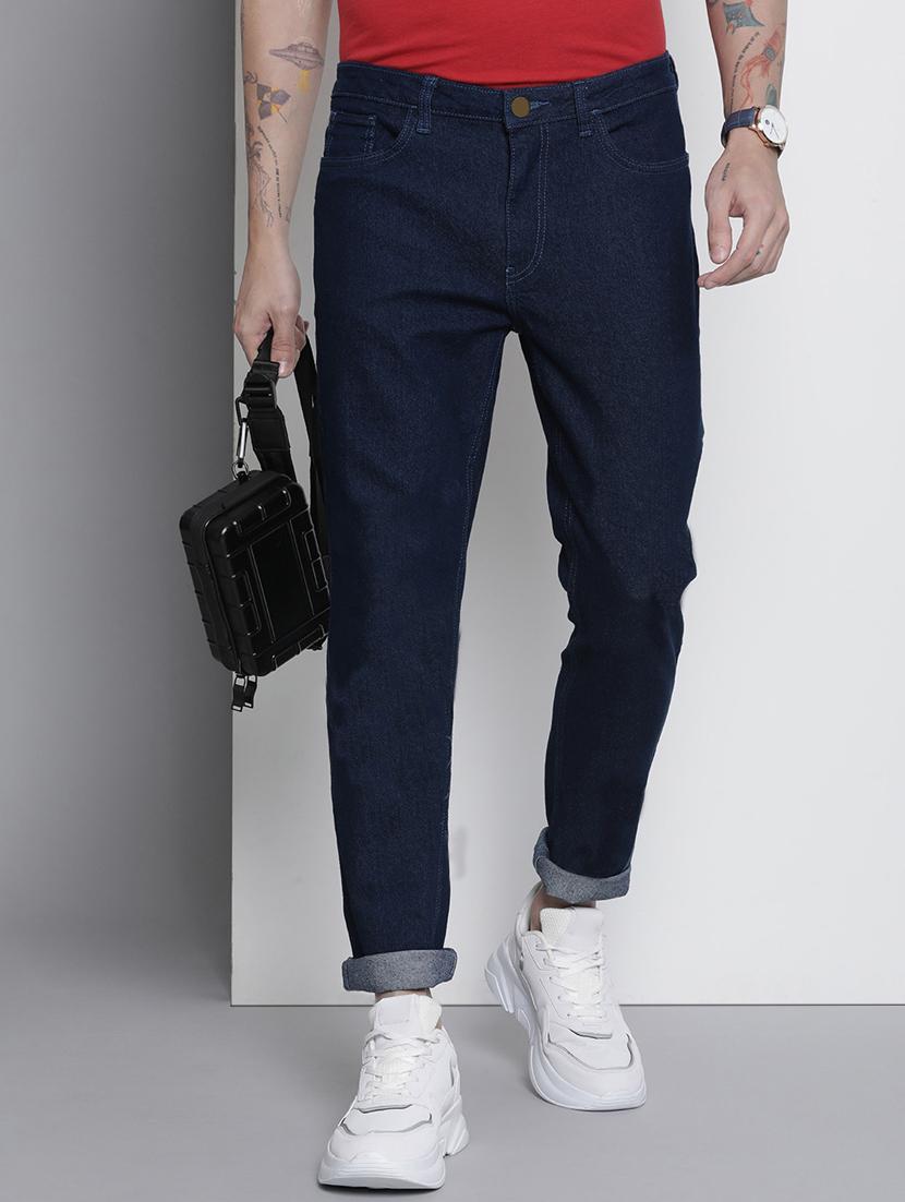 men solid mid rise cotton jeans