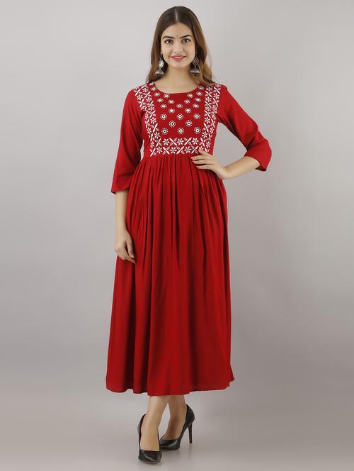 embroidered flared ethnic dress - 20983370 - Standard Image - 0