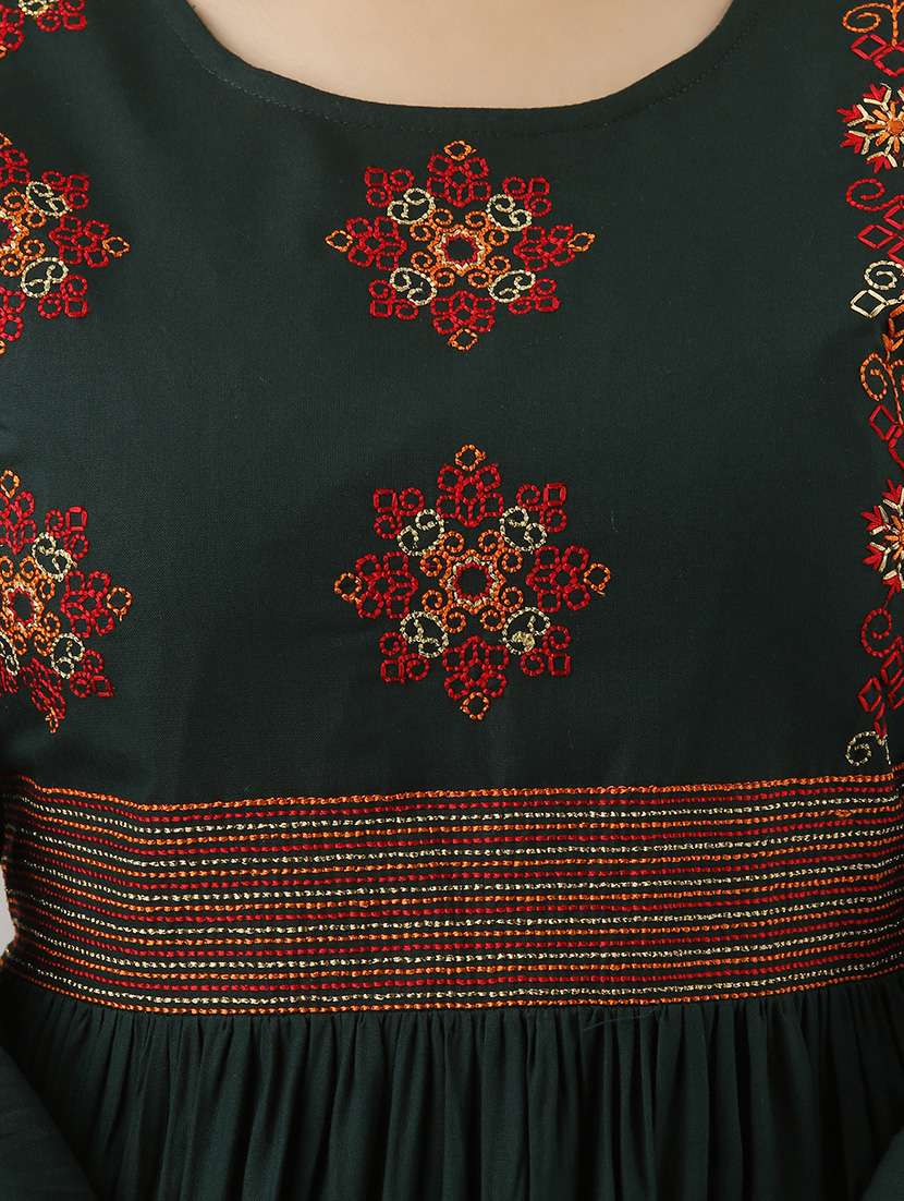 embroidered a-line ethnic dress - 20983373 - Standard Image - 3