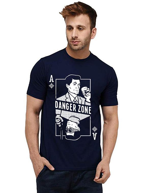 navy blue front printed casual t-shirt - 20984177 - Zoom Image - 0