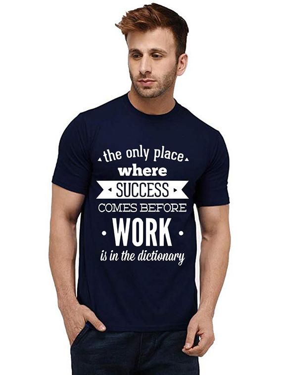 navy blue front printed casual t-shirt - 20984911 - Zoom Image - 0