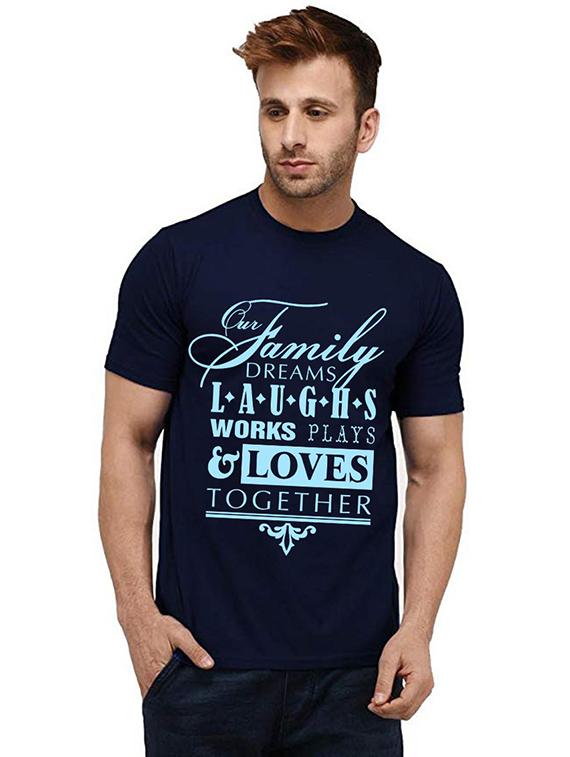 navy blue cotton front print tshirt - 20985044 - Zoom Image - 0