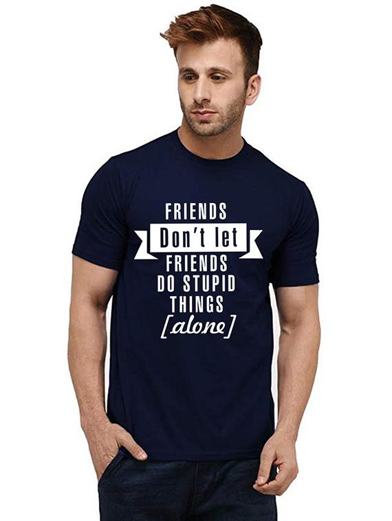 men round neck front printed t-shirt - 20985512 - Zoom Image - 0